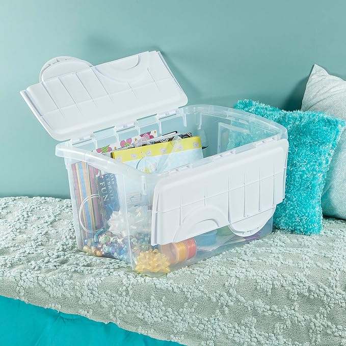 Sterilite 6-Pack Stackable Storage Bin with Lid, Clear Plastic Design, 48 Quart - Image 10