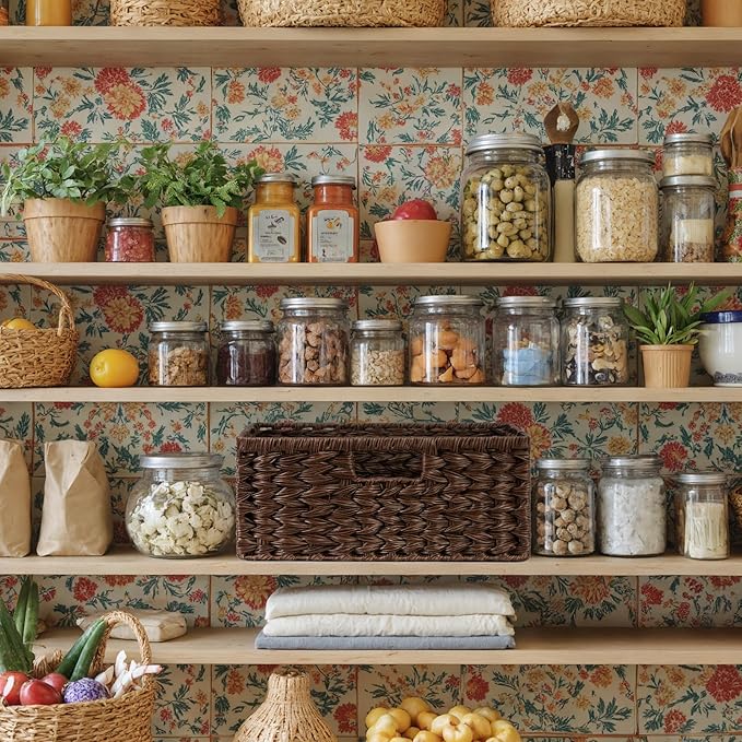 GRANNY SAYS Wicker Storage Baskets for Shelves, Waterproof Wicker Baskets for Organizing, Woven Basket for Shelves, Decorative Basket for Pantry, Brown - Image 7
