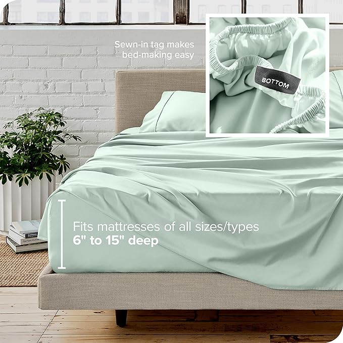Bare Home King Sheet Set - 1800 Ultra-Soft Microfiber King Bed Sheets - Double Brushed - Deep Pockets - Easy Fit - 4 Piece Set - Bedding Sheets & Pillowcases (King, Spring Mint)