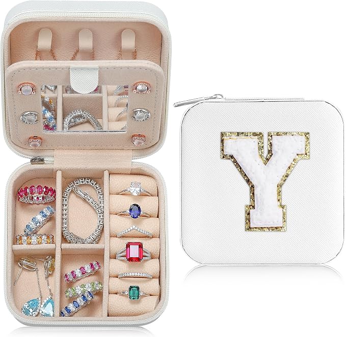 Parima Travel Jewelry Organizer for Women | Necklace, Earring, Ring Organizer | White Travel Gifts for Women - Letter Y by PARIMA