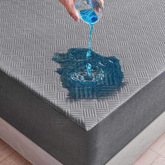 King Mattress Protector Waterproof, Fitted Sheet Style Noiseless 3D Air Fabric Mattress Cover with Deep Pocket Fitted Up to 18", Dirt-Proof Bed Cover Washable Mattress (Gray, 76'' X 80'')