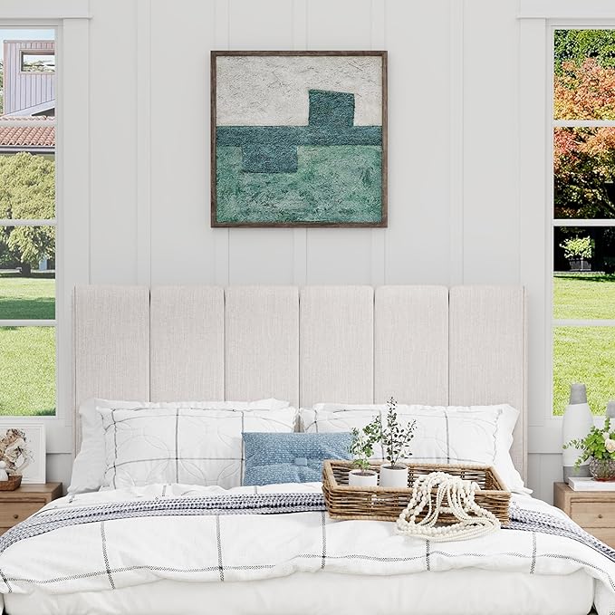 Yongchuang Upholstered Queen Headboard Only, Modern Linen Head Board for Queen Size Bed Adjustable Height Headboards Grayish White