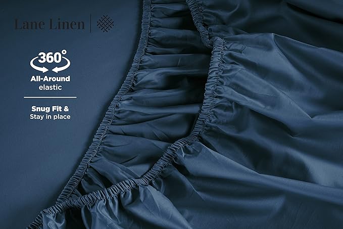 LANE LINEN Split King Sheet Sets for Adjustable Beds - 5 PCs, 600 Thread Count Split King Sheets Set - Sateen Weave King Split Sheets - Split Top King Sheets Set for Adjustable Bed - Denim