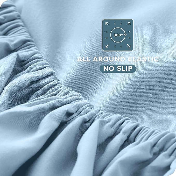 Bare Home Split Head Flex King Sheet Set - 1800 Ultra-Soft Microfiber Bed Sheets - Double Brushed - Deep Pockets - Easy Fit - 4 Piece Set - Bedding Sheets & Pillowcases (Light Blue)