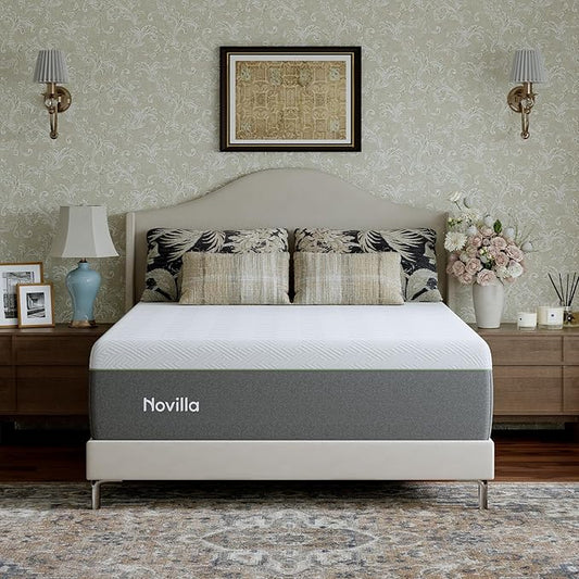 Novilla Bliss Green Tea Queen Size Memory Foam Mattress, 10 Inch Queen Mattress in a Box for Refreshing Sleep with Cool-Touch Nylon Cover, Zone Support & Pain Relief with CertiPUR-US Certified Foams