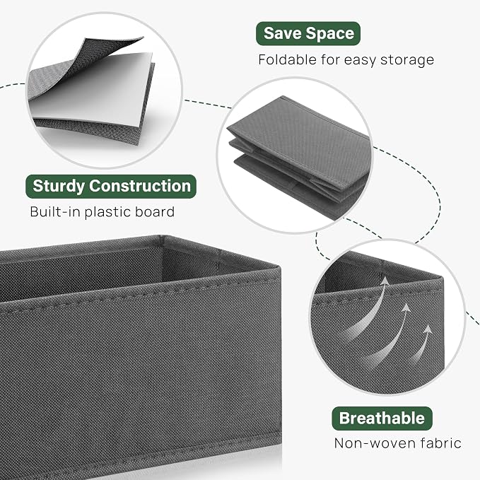 Kootek 16 Pack Drawer Organizer Clothes, Dresser Drawer Organizers for Clothing Fabric Foldable Closet Organizers and Storage Bins for Baby Clothes, Nursery, Underwear, Bras, Socks - Image 4