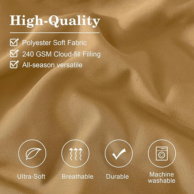 Monbix Queen Comforter Set - 7 Pieces Desert Yellow Bed in a Bag Queen Bedding Sets with Comforters, All Seasons Comforter Bed Set with Sheets, Pillowcases & Shams