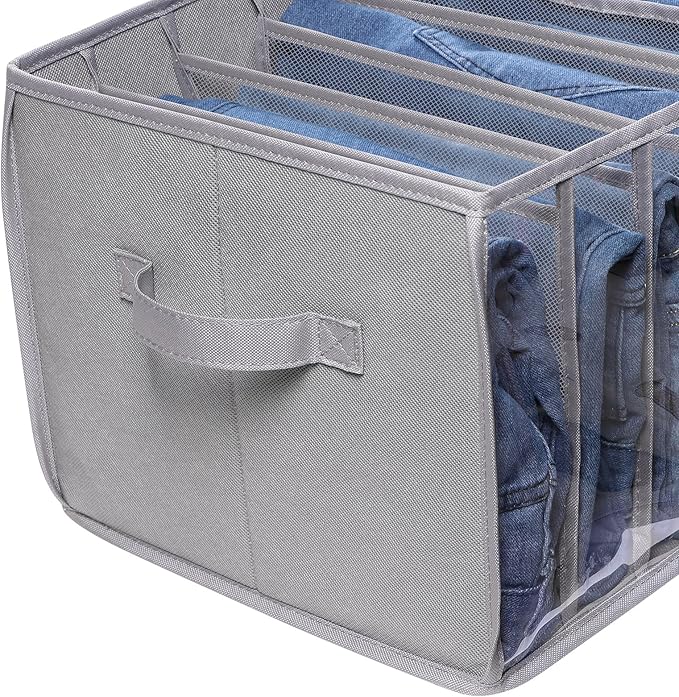 Zilink Upgraded Wardrobe Clothes Organizer with Support Board Clear Pants Organizer Bins for Closet with 7 Grids Divider Sweater Organizer for Closet for Jean Pant Sweater Legging T-Shirt, 3 Pack - Image 4