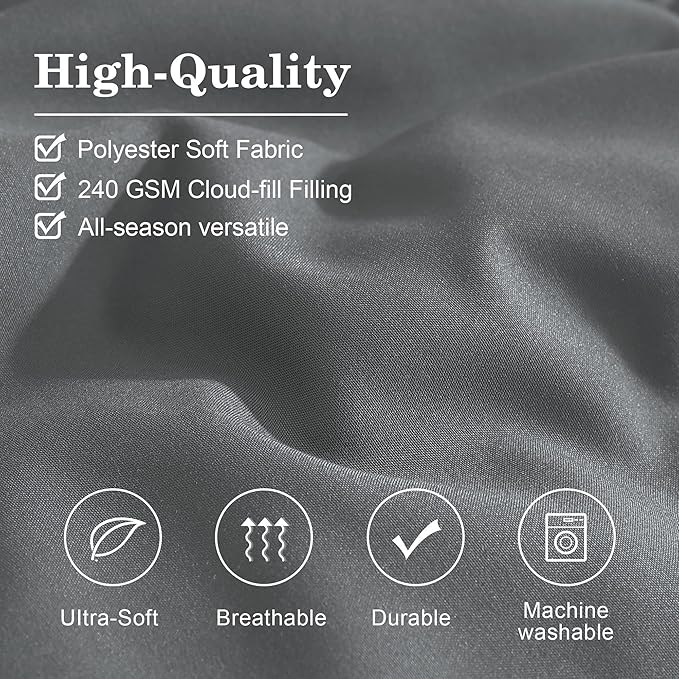 Monbix Super King Size Comforter Set - 7 Pieces Bright Gray Bed in a Bag Super King Bedding Sets with Comforters, All Seasons Comforter Bed Set with Sheets,Pillowcases & Shams