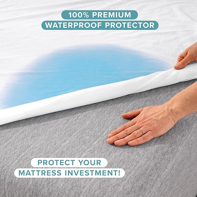 Bare Home Mattress Protector - 100% Waterproof & Breathable - Premium Cooling Mattress Cover - Protects Against Spills - Vinyl Free - Protect Your Mattress (Split Head Flex King, White)