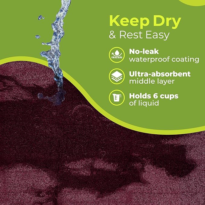 PeapodMats Bedwetting & Incontinence Waterproof Bed Mat - Reusable Underpad. Secure Placement & Breathable. Washable. Enviro Friendly 3x3 (Plum) Mattress Protector & Pee Pad for Kids & Adults