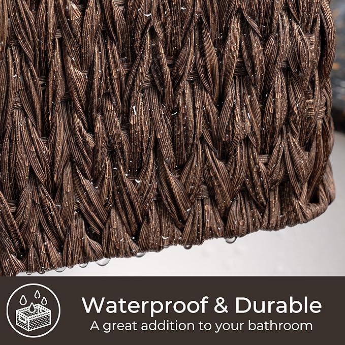 GRANNY SAYS Wicker Storage Baskets for Shelves, Waterproof Wicker Baskets for Organizing, Woven Basket for Shelves, Decorative Basket for Pantry, Brown - Image 4