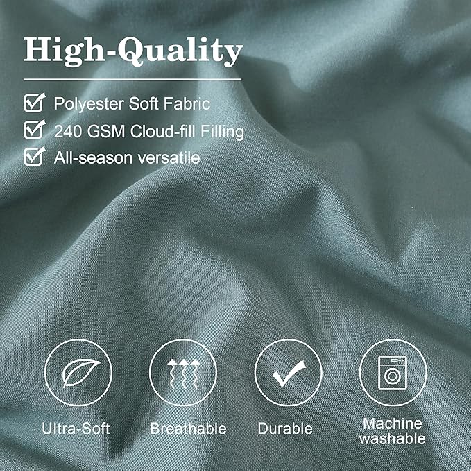Monbix Super King Size Comforter Set - 7 Pieces Blue Green Bed in a Bag Super King Bedding Sets with Comforters, All Seasons Comforter Bed Set with Sheets,Pillowcases & Shams