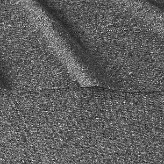 Amazon Basics 4 Piece Breathable 100% Cotton Jersey Bed Sheets Set, Machine Washable, Stretchy Flat and Fitted Sheets, Pillowcase, King, Dark Gray, Solid