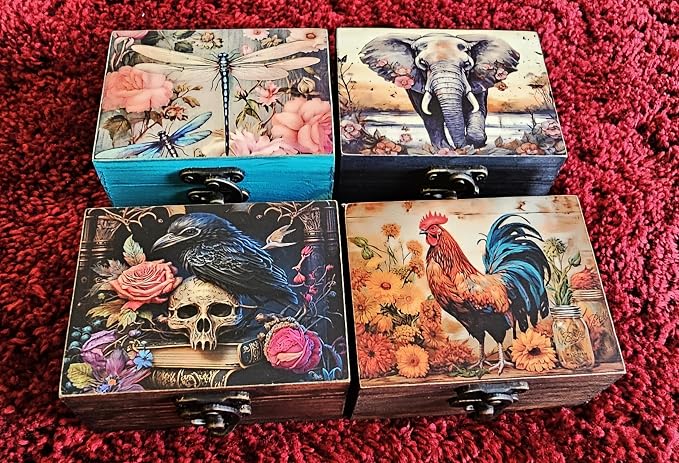 Trinket Box Small Jewelry Keepsake Box | Earrings Necklace Storage Box for Girls Women | Gift Idea, Birthday Christmas, Weddings, Animals Ornaments for Home Décor (Mystical Raven and Skull) - Image 6