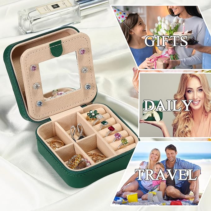 Parima Travel Jewelry Organizer for Women | Necklace, Earring, Ring Organizer | Women's Travel Gifts - Letter W, Green - Image 7