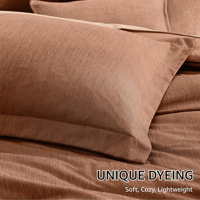 Monbix Super King Comforter Set, Autumn Leaf Cationic Dyeing Bedding Set Reversible, Bed in a Bag 7 Pieces with Comforter, Sheets, Pillowcases & Shams
