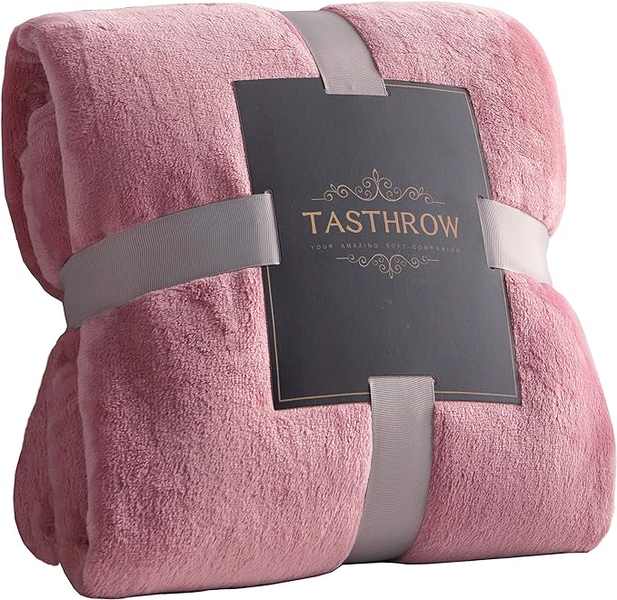 TASTHROW Large Flannel Fleece Throw Blanket, 50×70 Inch - Cozy Lightweight Thick Blanket - All Seasons Suitable for Women, Men and Kids (Two Pack, Pink)