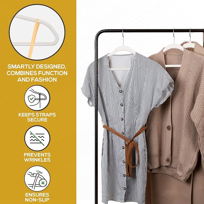 Techzoo Premium Velvet Hangers 50 Pack Ultra Thin Non Slip Adult Felt Space Saving Slim Suit Hanger for Closet Heavy Duty Coat Pants Jackets Dress Hangers 360° Swivel Hook Hold Upto 10 lbs White - Image 4