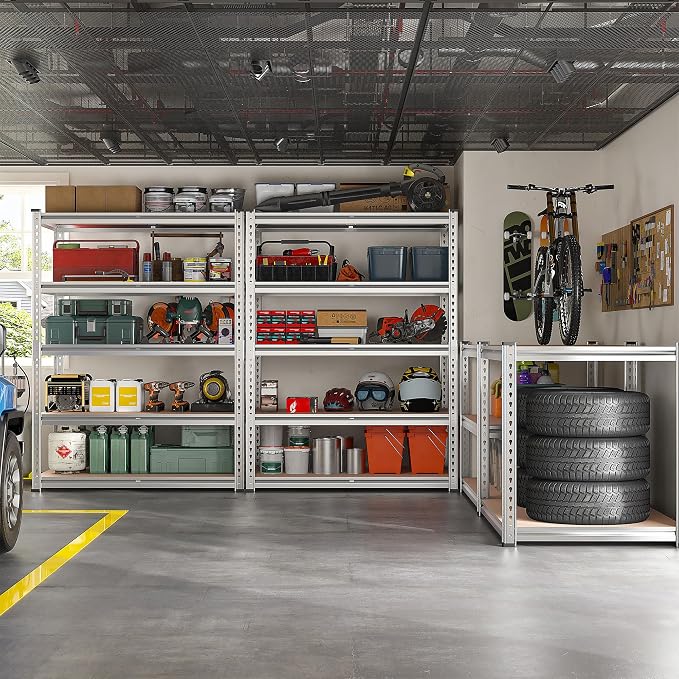 REIBII 2020LBS Garage Shelving Heavy Duty 5 Tier Storage Shelves Adjustable Metal Shelving for Basement, Warehouse, Pantry, Closet, Kitchen, Easy Assembly, 72" H x 35.55" W x 16" D, Galvanized - Image 2