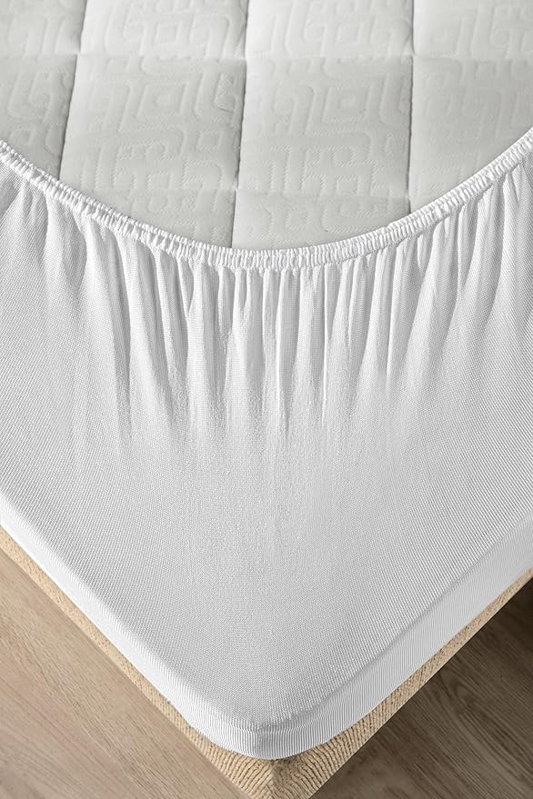 Ambesonne Fiber Fitted Sheet Style Mattress Protector 100% Waterproof 3D Air Fabric Soft and Breathable Bed Cover with 8''-21'' Deep Pocket for a Hotel Quality Comfortable Sleep, Twin XL