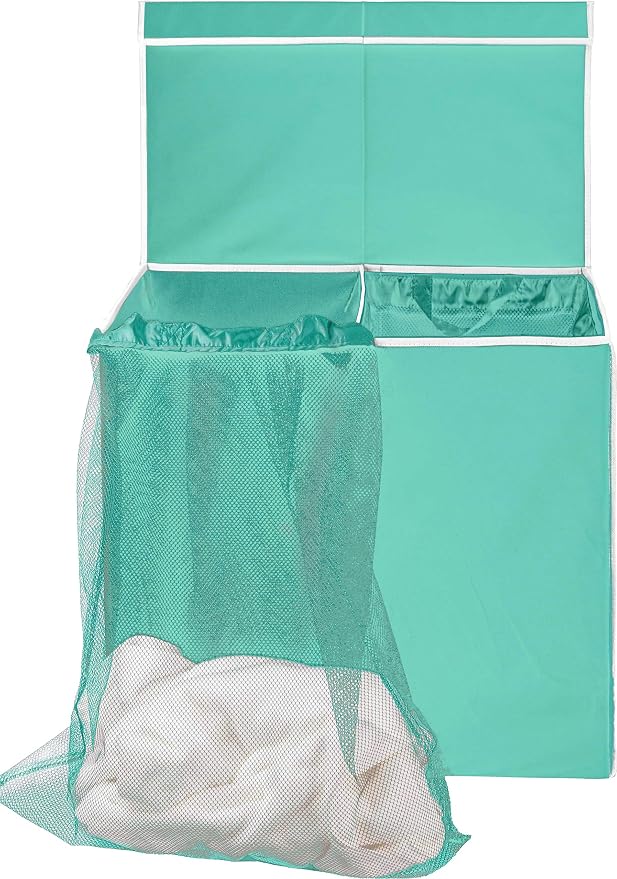 Simple Houseware Double Laundry Hamper with Lid and Removable Bags, Turquoise - Image 5