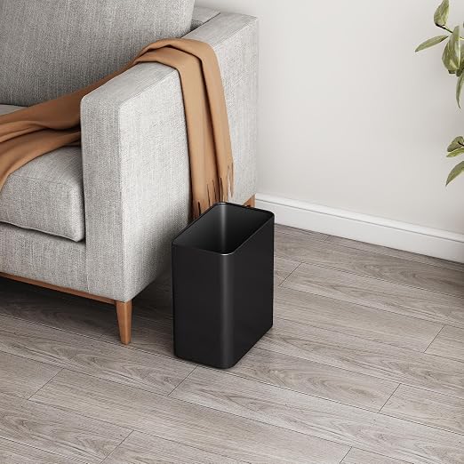 TIPGO Small Metal Trash Can, 2.1 Gallon Slim Trash Can for Bathroom, Wastebasket Garbage Bin for Bedroom, Office, Kitchen, Under Sink (Matte Black) - Image 4