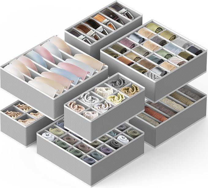 Simple Houseware Closet Underwear Organizer Drawer Divider Assorted 7 Pieces, Gray - Image 5