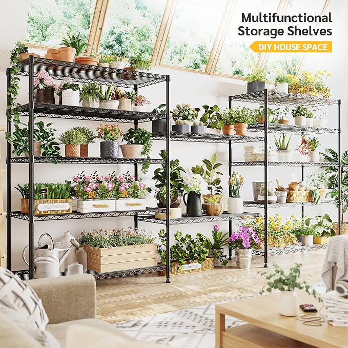 REIBII 75''H Storage Shelves Metal Shelving Unit, 6 Tier Wire Shelving for Pantry Shelves Adjustable 1200LBS Garage Shelving Heavy Duty Storage Rack for Kitchen Garage, 35.4''W*75''H*15.7" D, 2PCS - Image 7