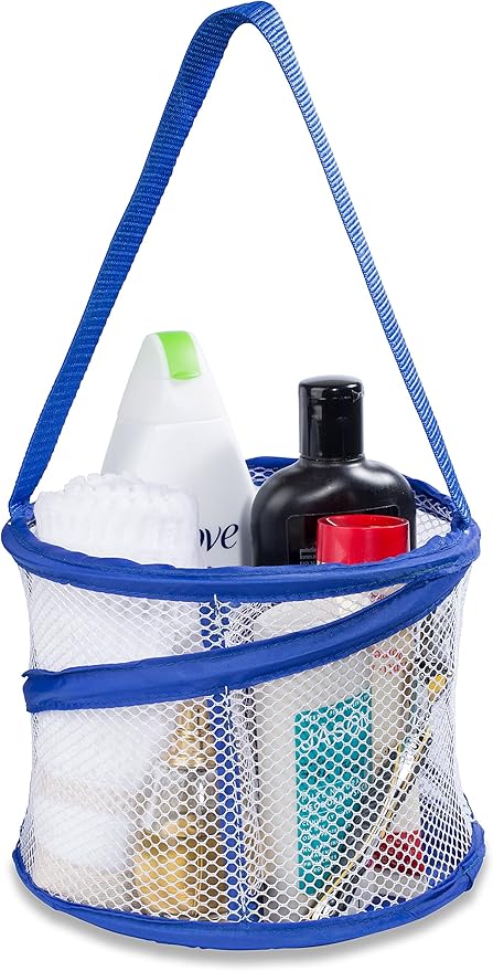 Handy Laundry Foldable Shower Caddy - Collapsible, Portable, Drainage Hole, Carry Handle, Large Compartments. Great Organizer for Camp, Travel, Gym, and Dorm (Blue) by Handy+Laundry