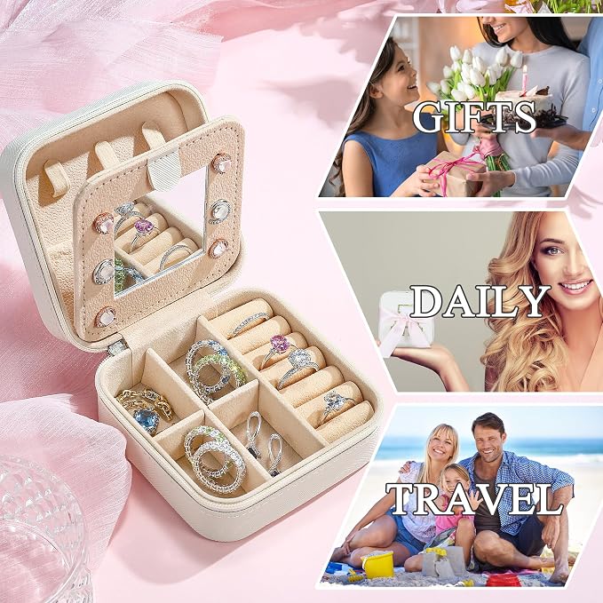 Parima Mothers Day Gifts - Gifts for Women Teens Kids Daughter Sister, 3 4 5 6 7 8 9 10 11 12 13 14 Year Old Girl Gift, Birthday Gift for Women Travel Jewelry Case Small Jewelry Box | Letter A, White - Image 6