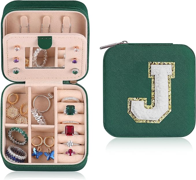 Parima Gifts for Grandkids Women Friendship - Personalized Initial Jewelry Box, Friends | Travel Essentials Small Box| Box Girls, Green by PARIMA