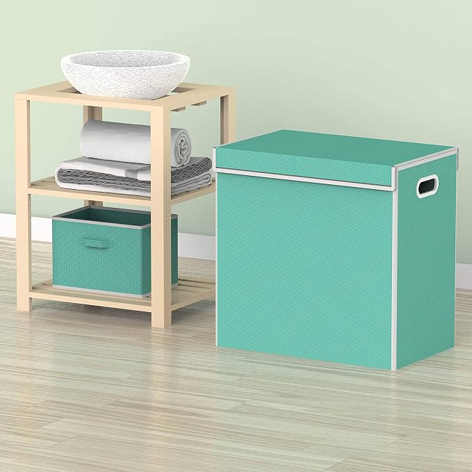 Simple Houseware Double Laundry Hamper with Lid and Removable Bags, Turquoise - Image 6