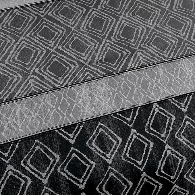 California King Comforter Set Size, Black Gray Striped Cali King Bed Set Fall Bedding Sets for Men,7 Pieces Boho Bed in a Bag Comforters with Sheets Dark Grey for All Season