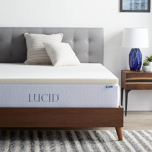 LUCID 2 Inch Traditional Foam Mattress Topper – Ventilated & Breathable – Conforming Support – Queen size