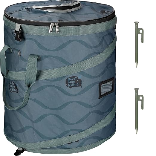 Pop-Up Trash Bin with Removable Divider, Heavy Duty Bottom, Collapsible Storage for Camping, Laundry, Storage and Garden, Waterproof and Tear Resistance Material with Air Vent, Blue by AUTOMATTERS
