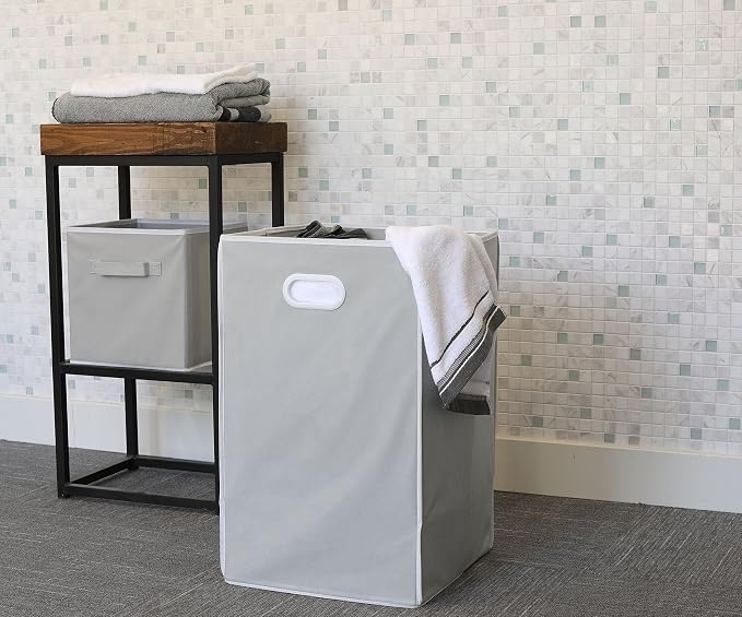 Simple Houseware Foldable Closet Laundry Hamper Basket, Grey - Image 4