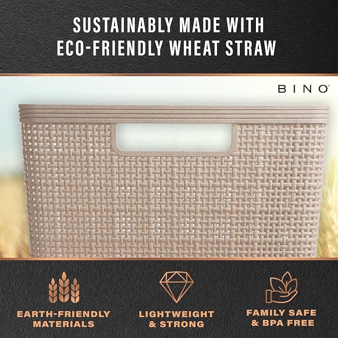 BINO | Woven Plastic Basket | XS (Natural Grey), 5-Pack | THE JUTE COLLECTION | Home Organization, Space - Saving Storage, Stylish Design | Jute Basket | Plastic Storage Basket - Image 8