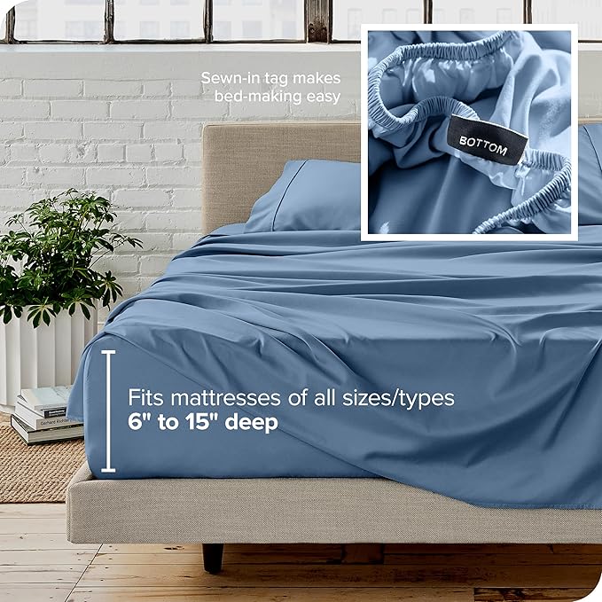 Bare Home King Sheet Set - 1800 Ultra-Soft Microfiber King Bed Sheets - Double Brushed - Deep Pockets - Easy Fit - 4 Piece Set - Bedding Sheets & Pillowcases (King, Coronet Blue)