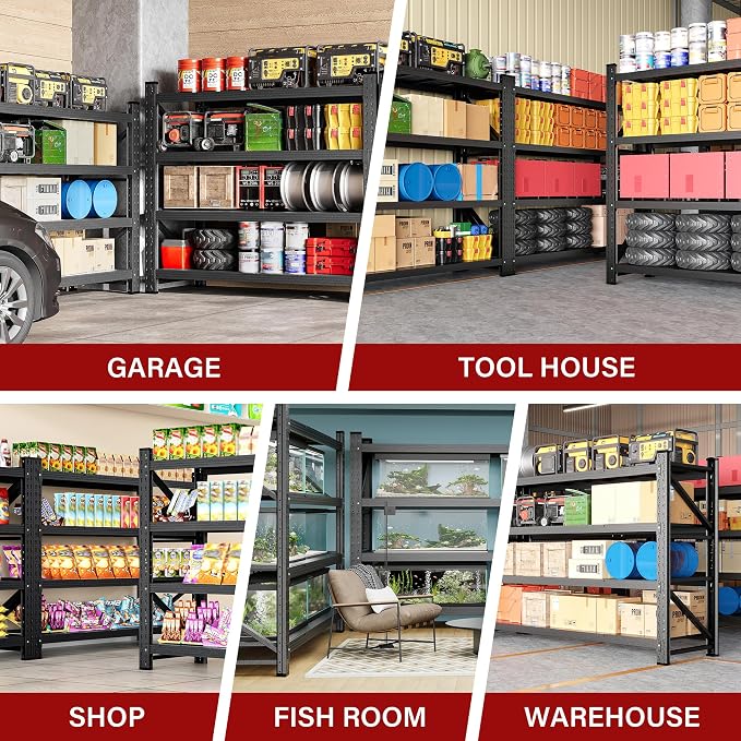 5000LBS Heavy Duty Garage Shelving Units,60" Wide & Deep Storage Shelves,Metal Garage Shelves,Large Storage Rack,Steel Shelf,Industrial Shelving for Shop,Warehouse,Basement,60" W x 24" D x 70" H - Image 5