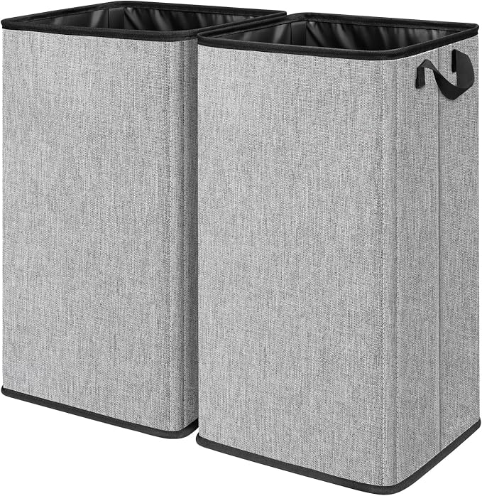 SNIGJAT 2 Pack Large Laundry Hamper, Tall Collapsible Laundry Basket with Sturdy Handles, Clothes Basket for Towels, Toys, Space-Saving Storage Dirty Clothes Hamper for Bedroom, Laundryroom, Dorm, RV by SNIGJAT