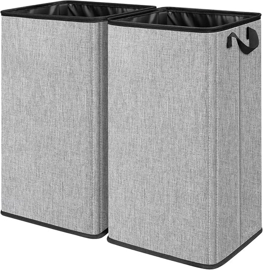 SNIGJAT 2 Pack Large Laundry Hamper, Tall Collapsible Laundry Basket with Sturdy Handles, Clothes Basket for Towels, Toys, Space-Saving Storage Dirty Clothes Hamper for Bedroom, Laundryroom, Dorm, RV by SNIGJAT