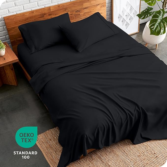 Bare Home Split California King Sheet Set - 1800 Ultra-Soft Microfiber Bed Sheets - Double Brushed - Deep Pockets - Easy Fit - 5 Piece Set - Bed Sheets (Split Cal King, Black)