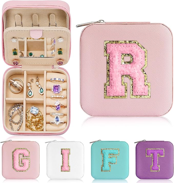 Parima Small Jewelry Box for Girls, Travel Initial Girls | Organizer Case Mini Box-Initial R Pink by PARIMA