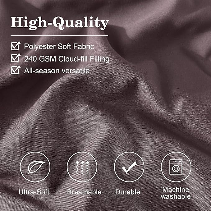 Monbix King Size Comforter Set - 7 Pieces Bed in a Bag King, ltalian Plum Bedding Sets with Comforter, All Seasons Comforter Bed Set with Sheets, Pillowcases & Shams
