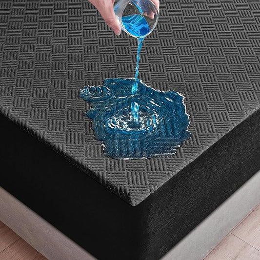Twin Waterproof Mattress Protector, Premium 3D Air Fabric Mattress Pad Cover Soft Breathable Noiseless, Cooling Mattress Cover with Deep Pocket Up to 18'', Black (39'' X 75'')