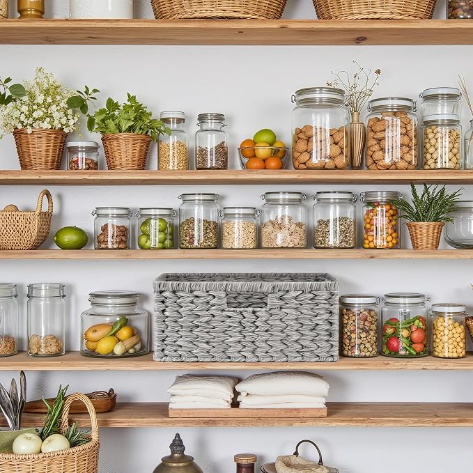 GRANNY SAYS Wicker Storage Baskets for Shelves, Waterproof Wicker Baskets for Organizing, Woven Basket for Shelves, Decorative Basket for Living Room, Grey - Image 7