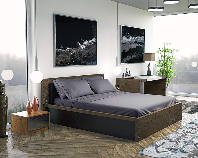 DREAMCARE King Size Sheets Set - 6 pcs Breathable Cooling Bed Sheets - up to 21" Extra Deep Pocket King Sheet Set with Side Pockets - Extra Soft 100% Brushed Hypoallergenic Hotel Luxury Bedding - Gray