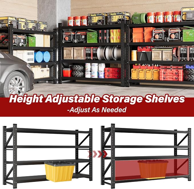 5000LBS Heavy Duty Garage Shelving Units,60" Wide & Deep Storage Shelves,Metal Garage Shelves,Large Storage Rack,Steel Shelf,Industrial Shelving for Shop,Warehouse,Basement,60" W x 24" D x 70" H - Image 6