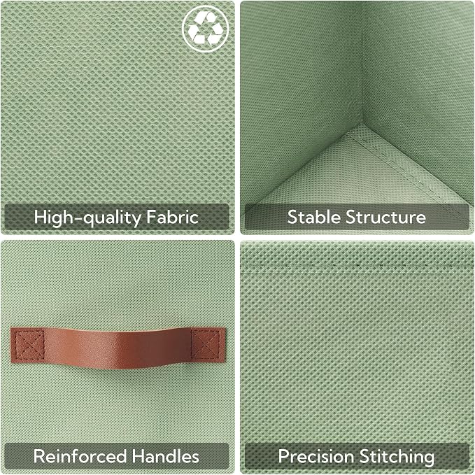 GRANNY SAYS 11 Inch Cube Storage Bins, Collapsible Fabric Storage Cubes with Handle, Closet Baskets for Organization, Storage Cubes for Shelves, Closet, Sage Green, 6-Pack - Image 6